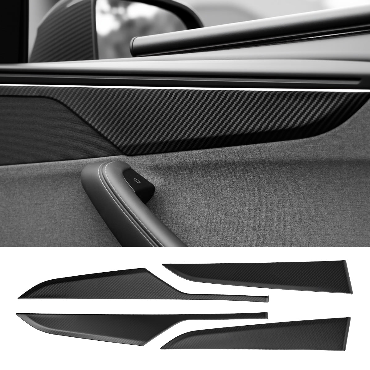 dry-carbon-fiber-door-panel-trim-covers-for-model-y-juniper-3698610 Dry Carbon Fiber Door Panel Trim Covers for Model Y Juniper - Image 1