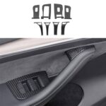 Dry Carbon Fiber Window & Door Switch Covers for Model Y / Model 3（Left Hand Drive） - Image 2