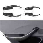 Real Dry Carbon Fiber Door Armrest Cover Overlays for Model 3 Highland