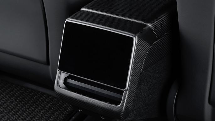 real-dry-carbon-fiber-rear-screen-trim-frame-overlay-for-model-3-highland-new-model-y-648739 Real Dry Carbon Fiber Rear Screen Trim Frame Overlay for Model 3 Highland - Image 1