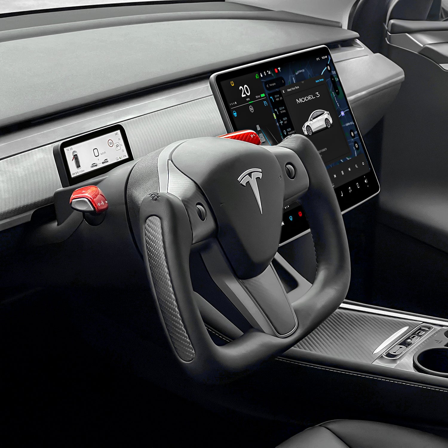 sales-tesery-yoke-steering-wheel-for-tesla-model-3-ystyle-34-467981 TESERY Yoke Carbon Fiber Steering Wheel for Tesla Model 3 / Y【Style 34】 - Image 1