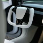 TESERY Model 3 Highland & Model Y Juniper Yoke Plaid Steering Wheel 【White Leather】 - Image 2