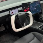 TESERY Model 3 Highland & Model Y Juniper Yoke Plaid Steering Wheel 【White Leather】 - Image 6