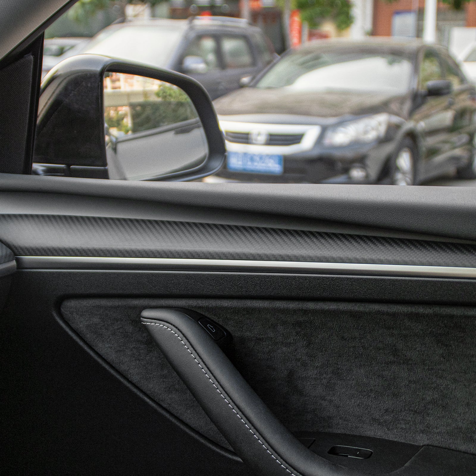 tesery-model-3-y-door-panel-trim-carbon-fiber-interior-mods2pcs-440086 TESERY Model 3 / Y Door Panel Trim - Carbon Fiber Interior Mods【2pcs】 - Image 1