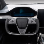 Touch Horn Carbon Fiber Yoke Steering Wheel for Model S / X 2021-2023