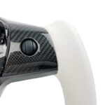 White Leather Yoke Steering Wheel for Tesla Model 3 / Y【Style 7】 - Image 8