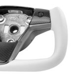 White Leather Yoke Steering Wheel for Tesla Model 3 / Y【Style 7】 - Image 7