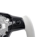 White Leather Yoke Steering Wheel for Tesla Model 3 / Y【Style 7】 - Image 5
