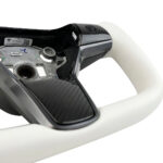 White Leather Yoke Steering Wheel for Tesla Model 3 / Y【Style 7】 - Image 4